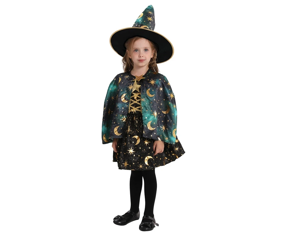 Role play set for kids Green Wizard (cape, hat), size 92/104 cm
